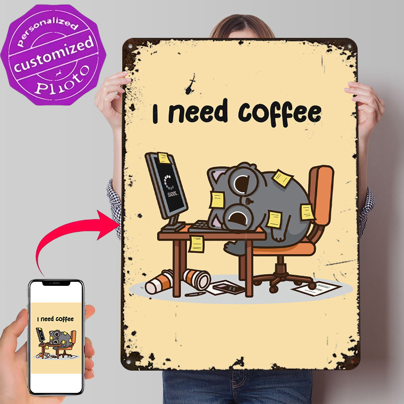 Gaming Accessories You Need - ฉันต้องการกาแฟ ป้ายโลหะลาย 3 มิติ ตกแต่งผนัง ของขวัญสำหรับตกแต่งห้องแมนเคฟ