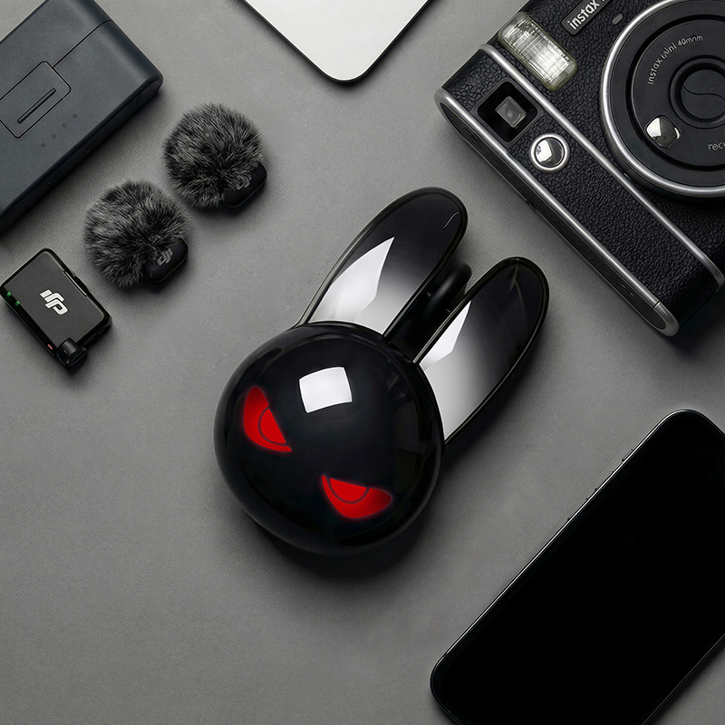 Gaming Accessories Pink - MOFII M6C เมาส์โหมดคู่ Evil Rabbit, รูปทรงกระต่ายสีดำสุดเท่,