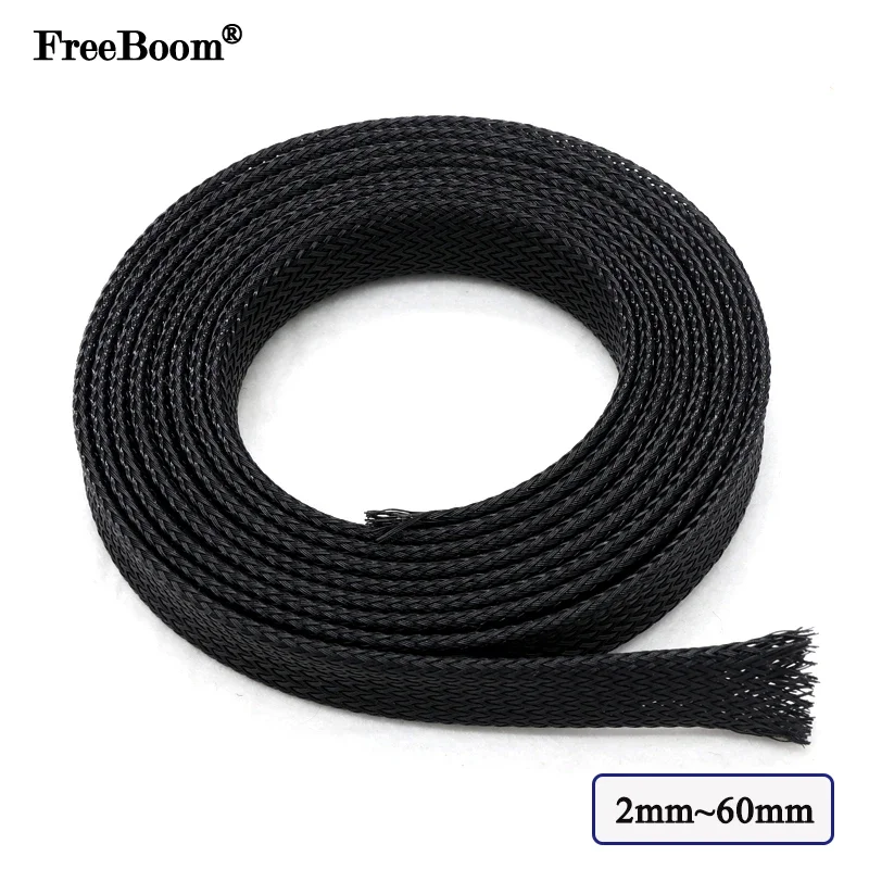 Cable Sleeve Braided - แขนถักสำหรับสัตว์เลี้ยงสีดำ1 ~ 50ม. 2/4/6/8/10/12/14/16/20/25/30/35/40/50/60มม. ความหนาแน่นสูงปลอกหุ้มสายเคเบิลหุ้มหนังงูหุ้มฉนวน