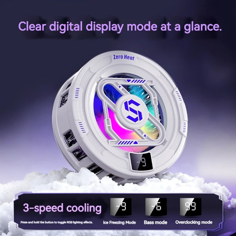 Gaming Accessories For Mobile - K52 AI Mobile Cooler ตัวระบายความร้อนแบบแม่เหล็กพร้อมหน้าจอแสดงผลดิจิตอล ไฟ
