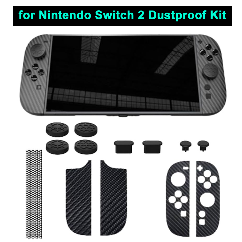 Gaming Kit Accessories Nintendo Switch - ชุดป้องกันฝุ่นสำหรับเครื่องเล่นเกม Switch 2 ปลั๊กกันฝุ่น ซิลิโคนครอบจอยสติ๊ก ตาข่ายกันฝุ่น