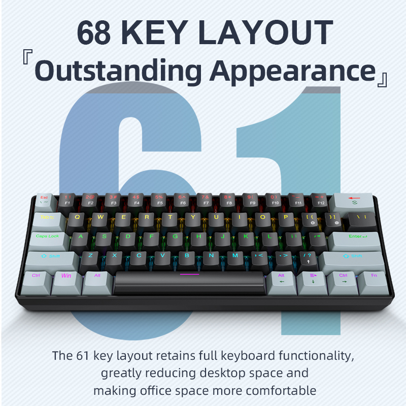 Gaming Accessories Pink - APAYADO K61 Mini Mechanical Keyboard,แบบมีสาย,61 คีย์,Phantom