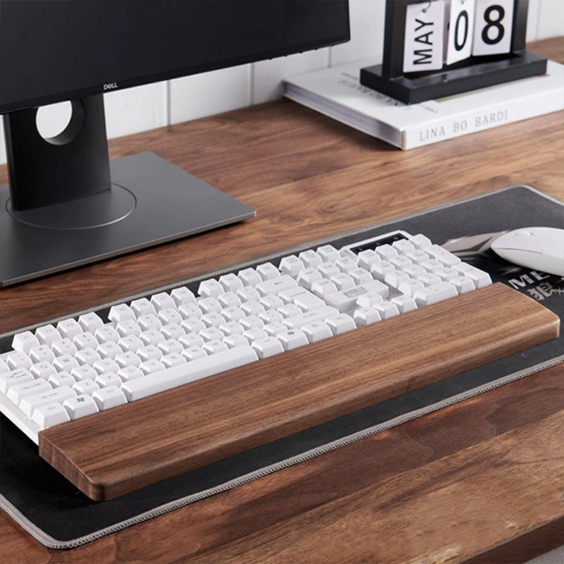 Wrist Rest Ergonomic - 30/36/44 ซม.วอลนัทคีย์บอร์ด REST เบาะสํานักงานคีย์บอร์ดคีย์บอร์ดมือสนับสนุนสายรัดข้อมือ ERGONOMIC