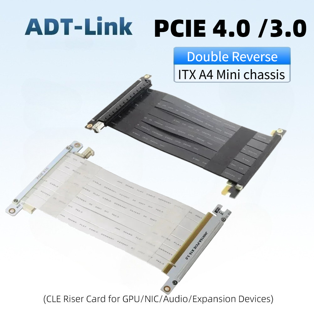 Pcie Extension Cable - สายต่อการ์ดจอแบบยืดหยุ่น Black & White Double Reverse