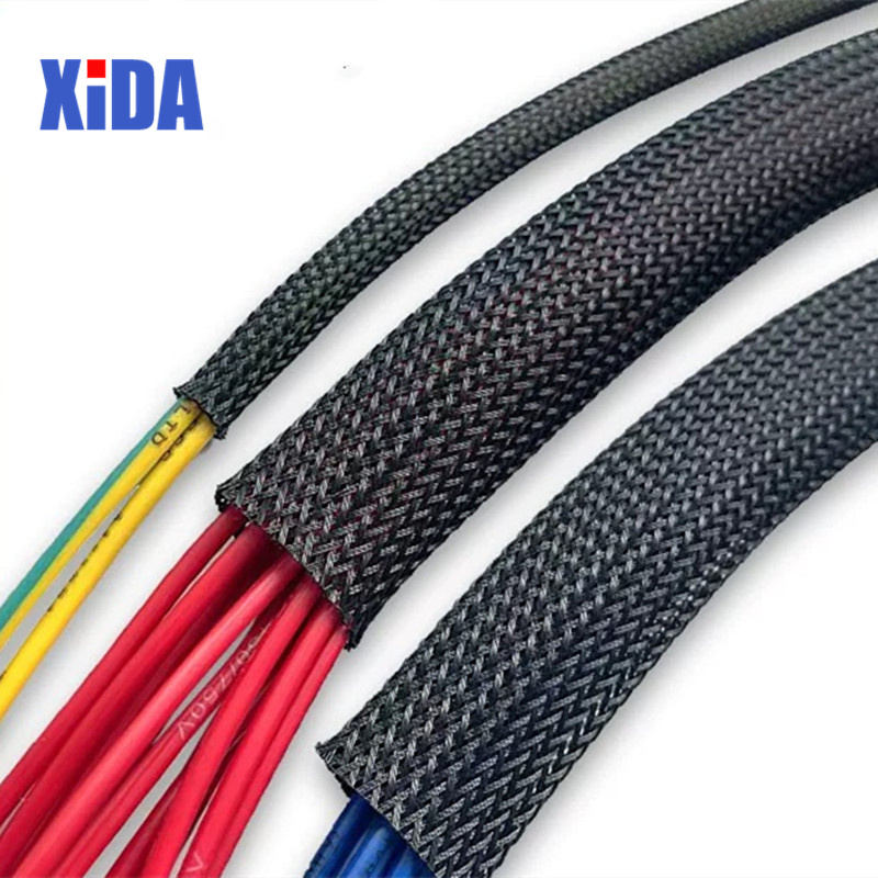 Cable Sleeve Braided - 5/10M สีดำลวด PET ฉนวน Braid Sleeving