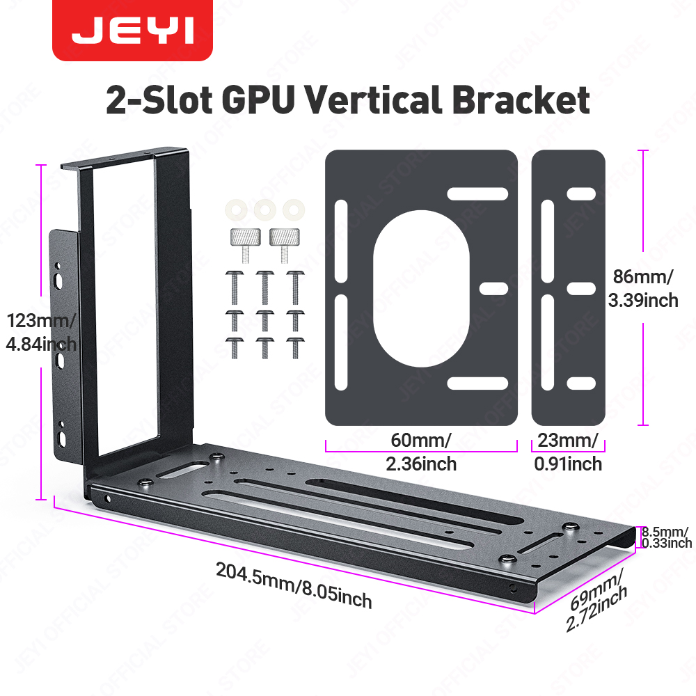 Pcie Extension Cable - JEYI ขายึดการ์ดจอแนวตั้ง 2/3 ช่อง อลูมิเนียม รองรับสายต่อขยาย