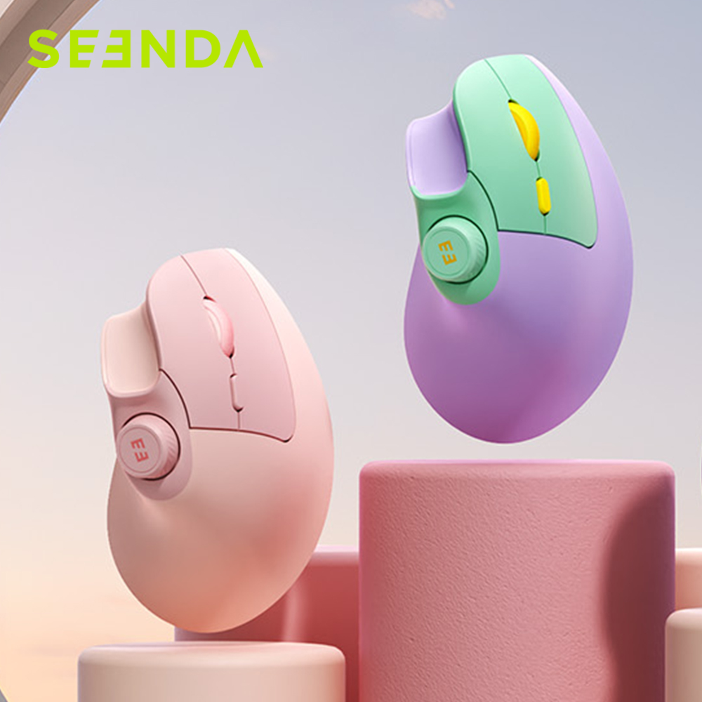Gaming Accessories Pink - Seenda เมาส์ไร้สาย Bluetooth 2.4G ตามหลักสรีรศาสตร์พร้อมปุ่มปรับระดับเสียง คลิกเงียบ