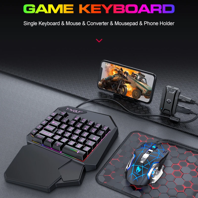คีย์บอร์ดมือเดียว TF900 T-WOLF - Gaming Accessories For Mobile บทวิจารณ์และราคา