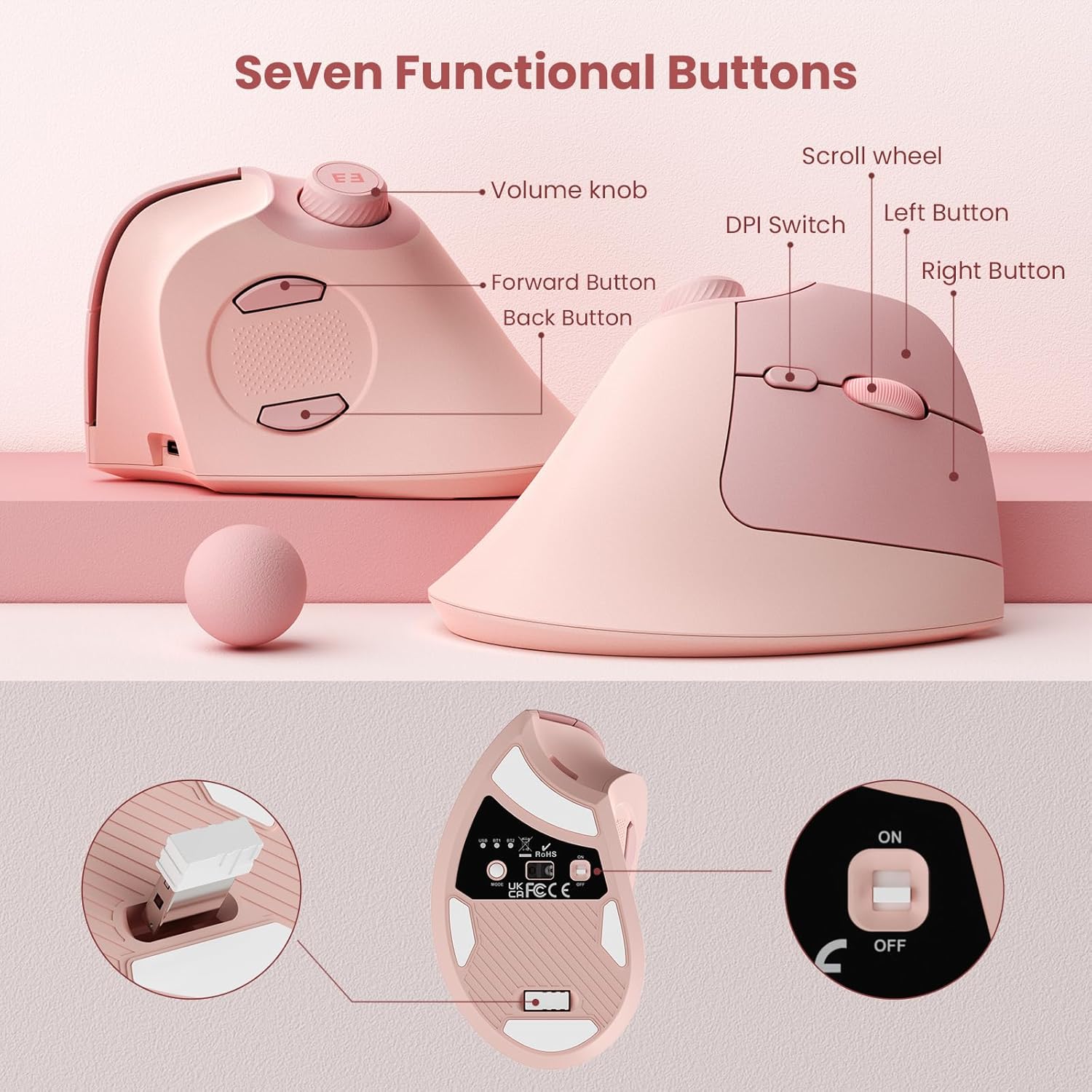 Seenda เมาส์ไร้สาย Bluetooth 2 - Gaming Accessories Pink บทวิจารณ์และราคา